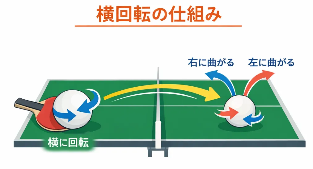 卓球の横回転の仕組み｜サーブとレシーブでボールが横に曲がる理由