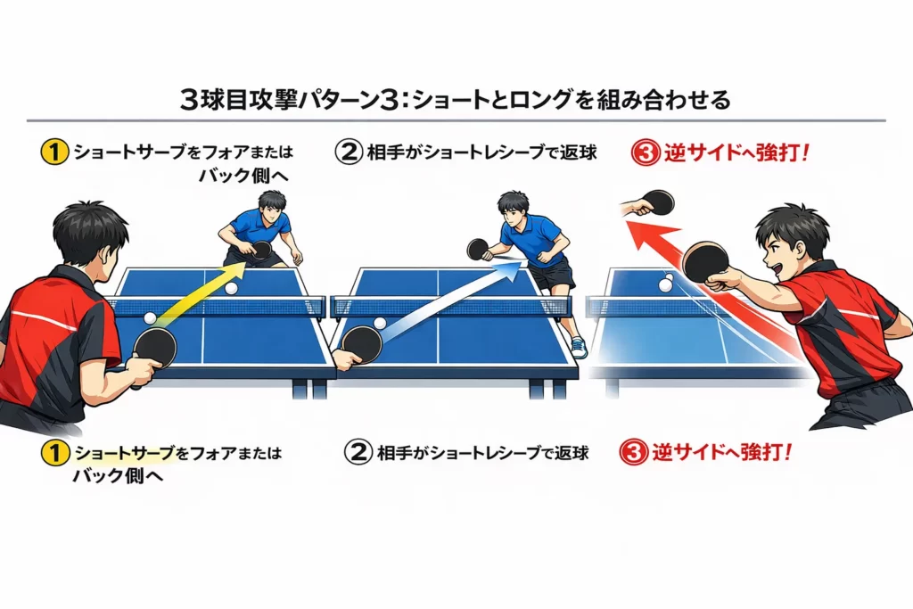 ３球目攻撃パターン3：ショートとロングを組み合わせる