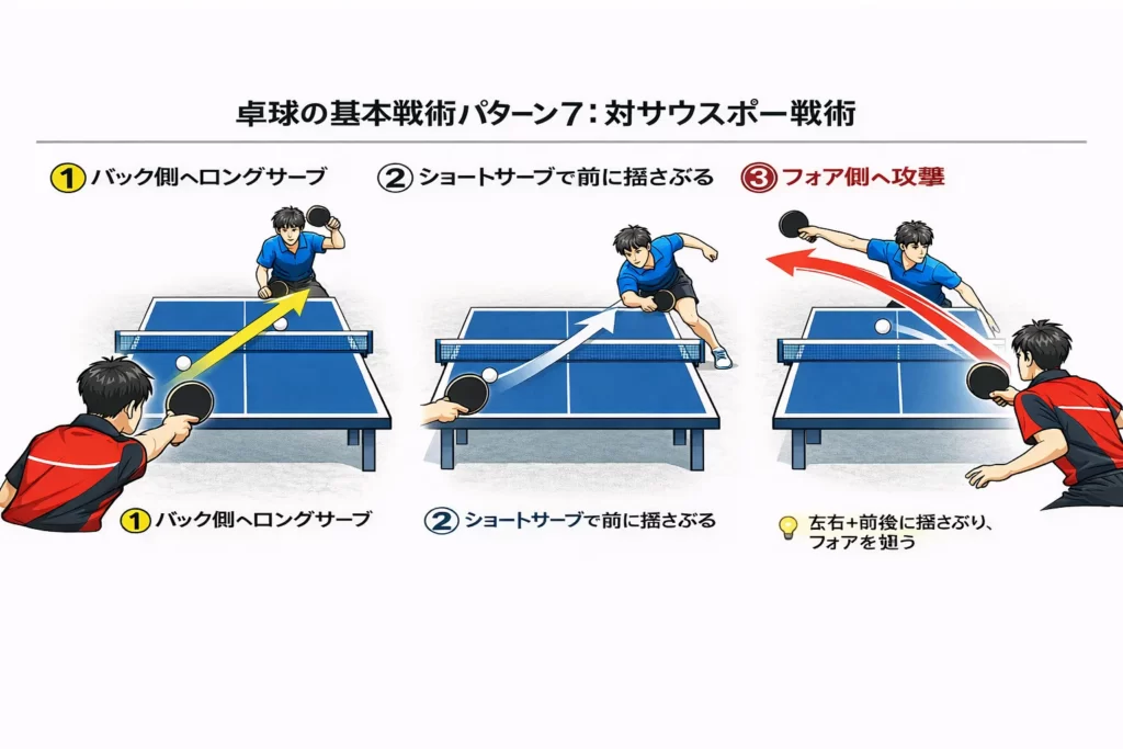 卓球の基本戦術パターン7：対サウスポー戦術