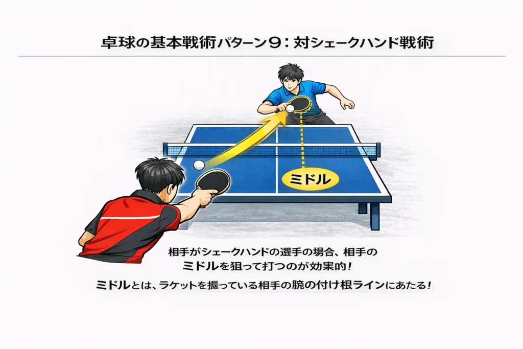 卓球の基本戦術パターン9：対シェークハンド戦術