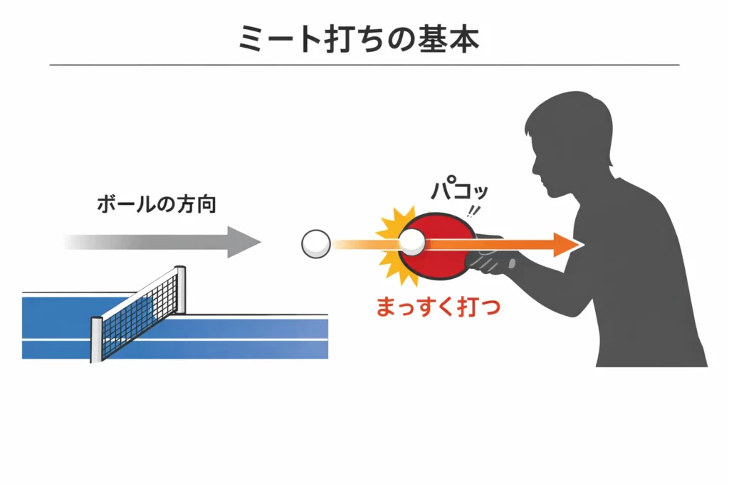 卓球ミート打ちの基本動作の図解