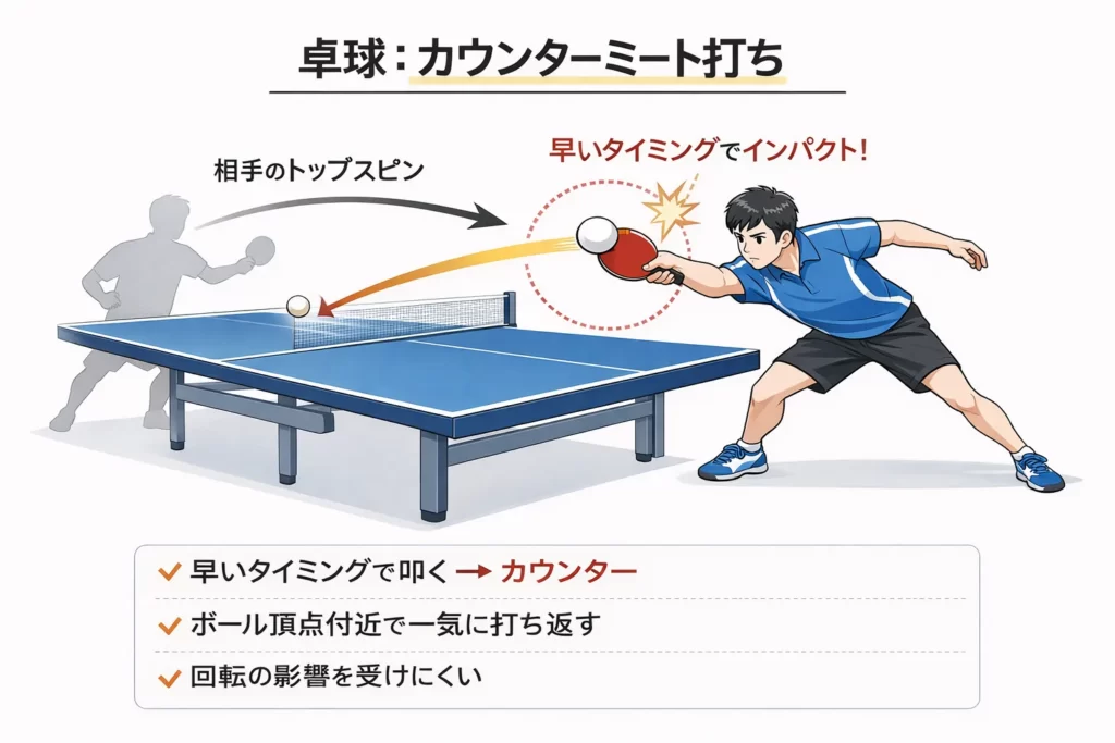 卓球カウンターミートの図