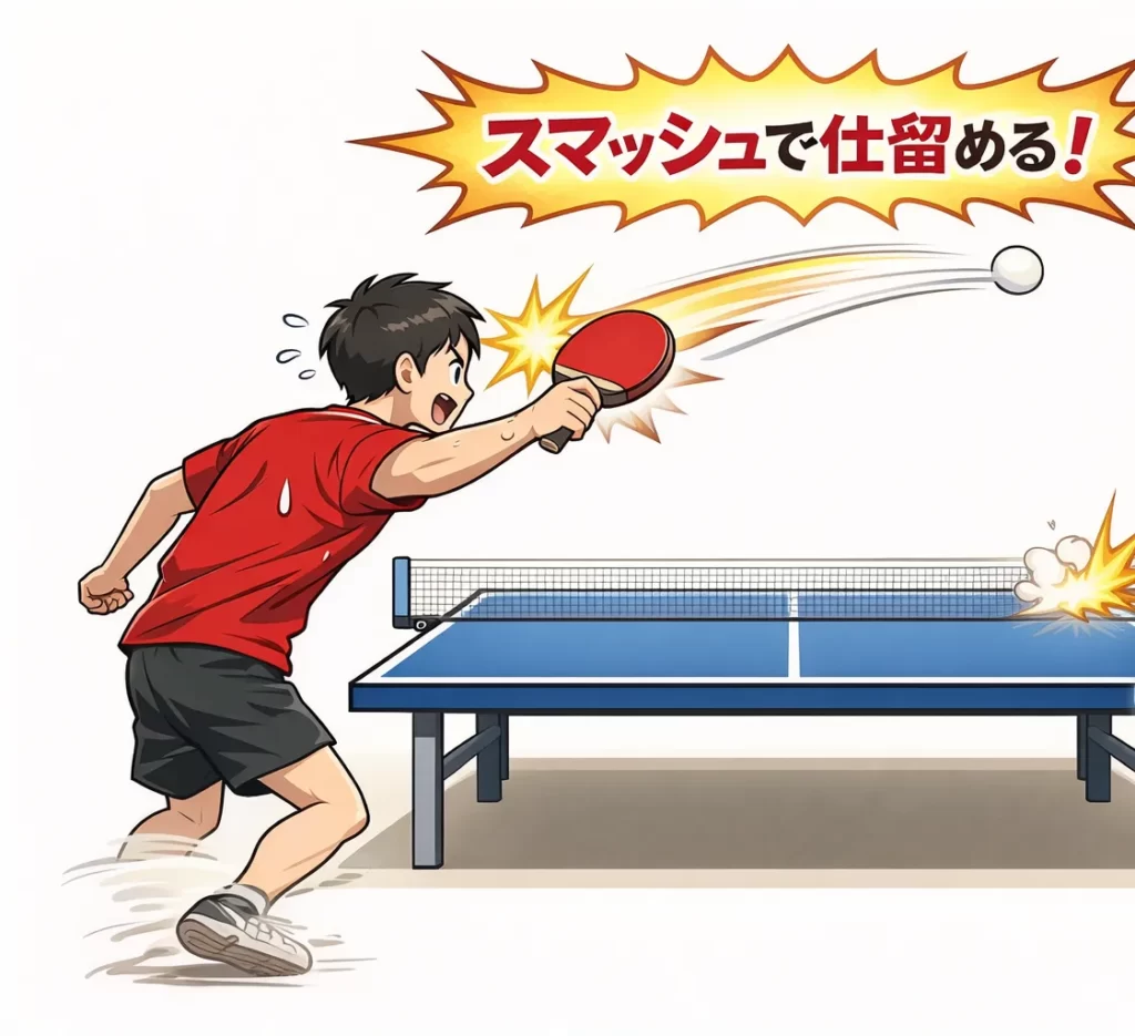 ロビングにはスマッシュで仕留める場面も必要