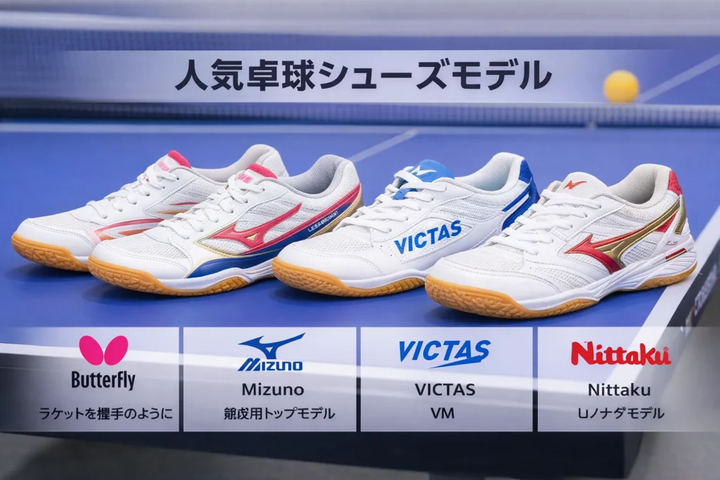 人気卓球シューズブランドの代表モデル例